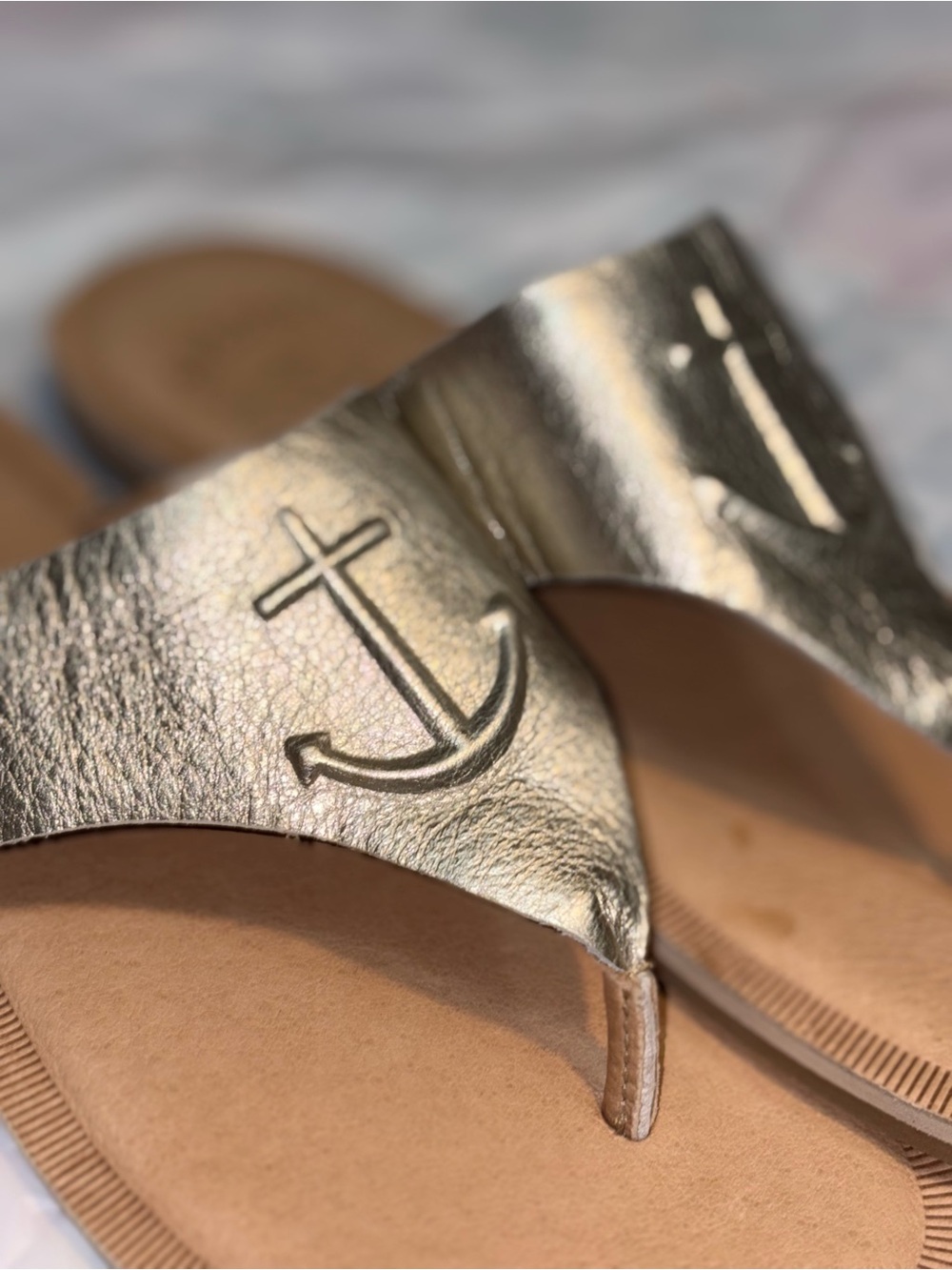 Sperry Top-Sider Seaport Leather Thong Sandal nautical anchor - Picture 7 of 9